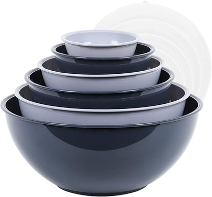 BoxedHome BPA Free Plastic Round Mixing Bowl with Lids, 12 Pack Nesting Bowls with Lids Set, Microwave and Dishwasher Safe Prep & Serving Bowls Great for Mixing, Baking, Serving (Haze Blue, 12pcs) - Image 6