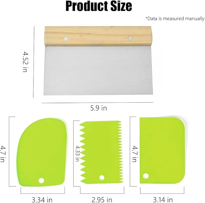 4 PCS Bench Scraper, Scraper Food Tool,Dough Scraper and Pastry Cutter With Scale,Food Chopper Baking Supplies Kitchen Gadgets (Green) - Image 2