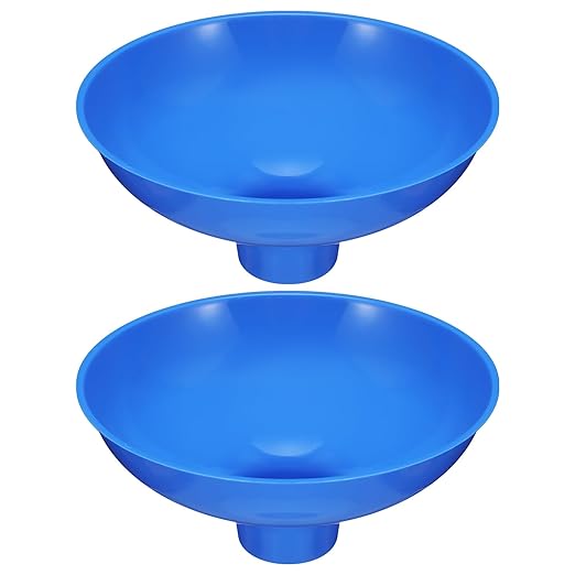 Vesici 2 Pack Extra Large Wide Mouth Funnel 2.5" x 10" Multi Purpose Filling Funnel Plastic Reusable for Water Softener Resin Tanks Carbon Media Jar Filling Use (Blue)