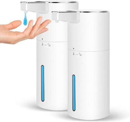 2 Pack Automatic Soap Dispenser: 13.52oz/400ml Wall Touchless Liquid - 4-Level Adjustable Modern Electric Hand Soap Dispenser - Kitchen Bathroom Kids Family White by GURITHEHOME