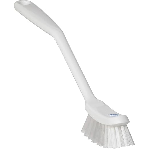 Vikan - Fine Dish Brush - Heavy-Duty, Narrow, Slip-Resistant Cleaning Brush, Polypropylene, Polyester Bristle, 11 Inch, White, (42875) by Vikan