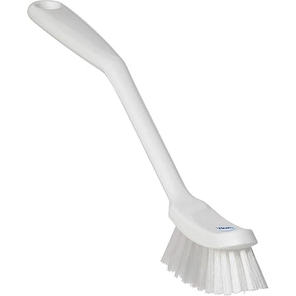 Vikan - Fine Dish Brush - Heavy-Duty, Narrow, Slip-Resistant Cleaning Brush, Polypropylene, Polyester Bristle, 11 Inch, White, (42875) by Vikan