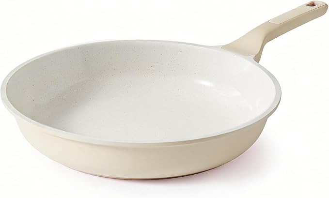 SENSARTE Nonstick Ceramic Frying Pan 12.5-Inch, Healthy Non Toxic Skillet, Induction Compatible Omelet Pan with Heat Resistant Handle, PTFE/PFAS-Free, Cream White by SENSARTE