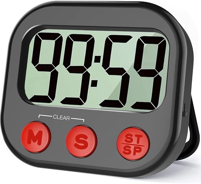 Kitchen Timer, Digital Visual Timer Magnetic Clock Stopwatch Countdown Timer, Large LCD Screen Display Big Digits, Loud Alarm for Cooking, Shower, Bathroom by Unknown