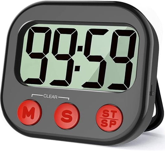 Kitchen Timer, Digital Visual Timer Magnetic Clock Stopwatch Countdown Timer, Large LCD Screen Display Big Digits, Loud Alarm for Cooking, Shower, Bathroom by Unknown