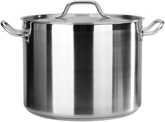 New Star Foodservice 24 Qt Stainless Steel Stock Pot with Cover, 18/8 Stainless Steel