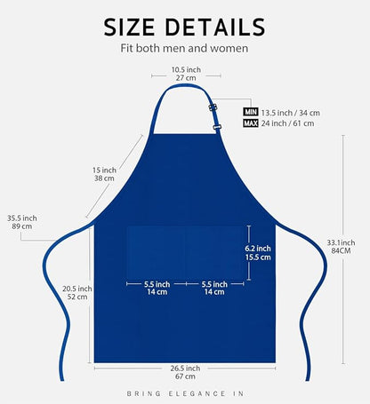 Syntus Apron for Men Women, Adjustable Cooking Kitchen Chef Aprons with 2 Pockets, Cotton/Polycotton/Polyester - Image 2