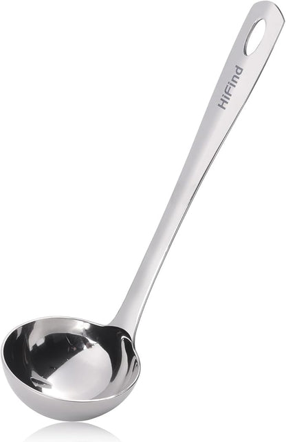 HIFIND Large Ladle Spoon 10.6 Inches Stainless Steel, Heavy Duty Mirror Polished Cooking Utensil, Dishwasher Safe, Kitchen Serving Tool, Rust-Resistant Metal Unique Soup Spoon by HIFIND