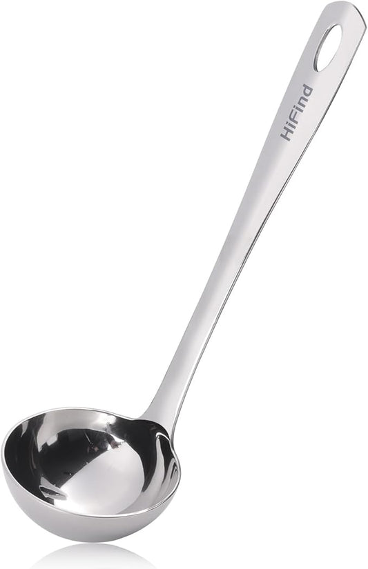 HIFIND Large Ladle Spoon 10.6 Inches Stainless Steel, Heavy Duty Mirror Polished Cooking Utensil, Dishwasher Safe, Kitchen Serving Tool, Rust-Resistant Metal Unique Soup Spoon by HIFIND