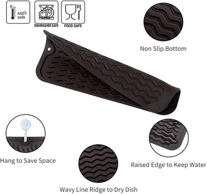 MicoYang Silicone Dish Drying Mat for Multiple Usage,Easy clean,Eco-friendly,Heat-resistant Silicone Mat for Kitchen Counter or Sink,Refrigerator or Drawer Liner Coffee S 12 inches x 6 inches - Image 3