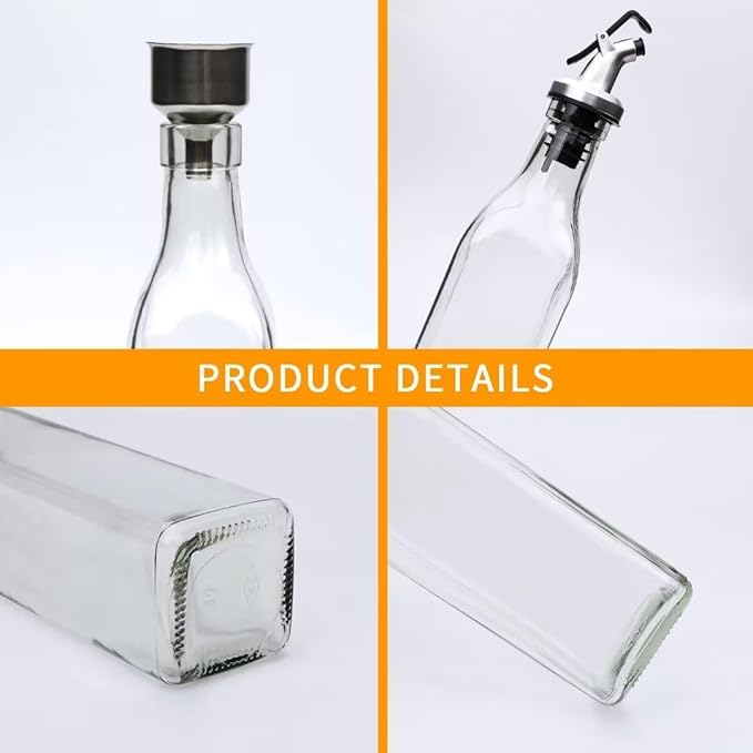 Salzesfalls 8 Pack 17oz Olive Oil Dispenser Bottle,Oil Dispenser for Kitchen, Cooking Oil Dispenser,Vinegar Cruet Bottle,Clear Cruet with Pourers and Corks - Image 3