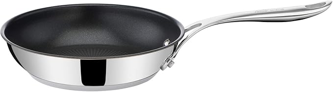 T-Fal x Jamie Oliver Nonstick Coated Stainless Steel Pans 9.5" & 11", Induction Compatible, Oven Safe up to 500°F, Chef's Stainless Steel Skillet, Frying Pan, Silver - Image 3