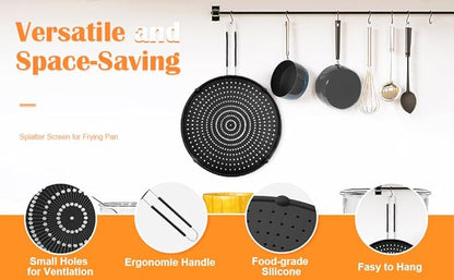 Splatter Screen for Frying Pan,Silicone Grease Splatter Guard, Heat-Resistant Splatter Guards for Cooking,Dishwasher Safe (9.8", 11.4", 13") - Image 4