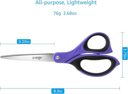 LIVINGO 3 Pack Sharp Scissors, 8.5 inch Comfort Grip Scissors All Purpose for Office, Stainless Steel Shears for Home Heavy Duty Cutting Fabric Sewing, Paper, School Crafting DIY - Image 2