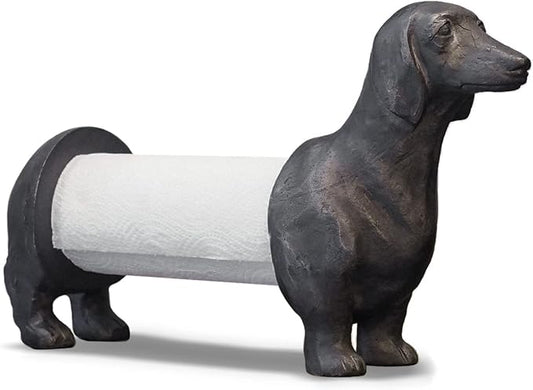Vintage Dachshund Dog Paper Towel Holder Black Wiener Dog Tissue Towel Display Stand Freestanding Animal Toilet Paper Holder for Kitchen Countertop Home Decor