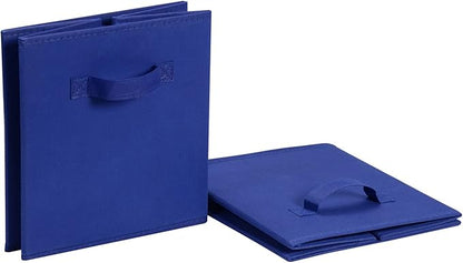 Amazon Basics Collapsible Fabric Storage Bins, Cube Organizer with Handles, 13"x13"x13", Navy, 6-Pack - Image 4
