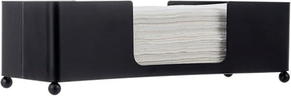 MyGift Modern Matte Black Metal Tabletop Commercial Folded Paper Towel Holder, Countertop Disposable Napkin Dispenser Tray for Guest Bathroom