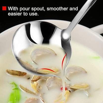 Kitchen Soup Ladle 304 Stainless Steel Punch Metal Luminous Ladell Spoons With Pour Spout Gravy Ladles for Serving,Cooking,Canning,11.8 inch - Image 3