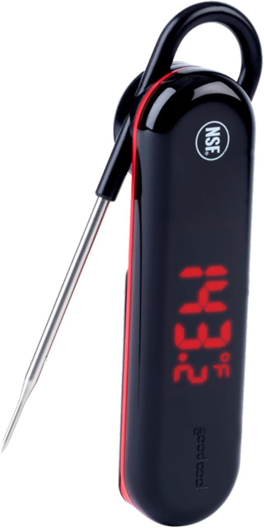 GoodCook Touch Digital Thermometer with LCD Display Instant Read with Stainless Steel Probe Built-In Magnet for Easy Storage, Black by GoodCook