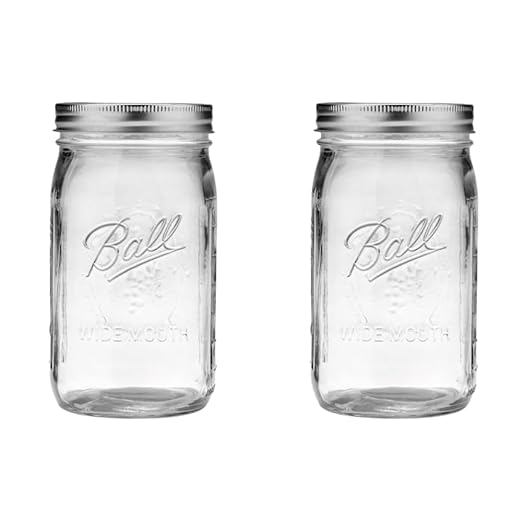 Ball Wide Mouth Glass Mason Jars with Lids and Bands, Used for Canning, Pickling, Juice, Jam, Jelly, Quart Size 32 Ounce (Pack of 2) by BallJar