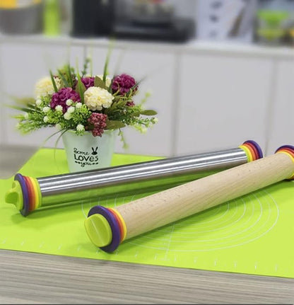 Adjustable Rolling Pin Rings with 4 Thickness Rings and Screws, Replaceable Baking Accessories for Stainless Steel or Wooden Rolling Pins, 1 Pack
