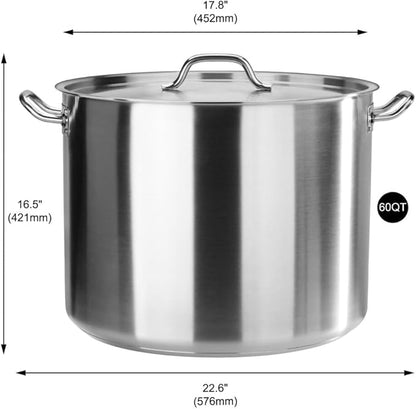 New Star Foodservice 60 Qt Stainless Steel Stock Pot with Cover, 18/8 Stainless Steel