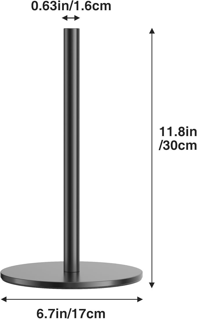 Black Paper Towel Holder Free-Standing, Premium Stainless Steel Paper Rolls Organizer Countertop, Classic Fashion Kitchen Roll Dispenser - Image 6