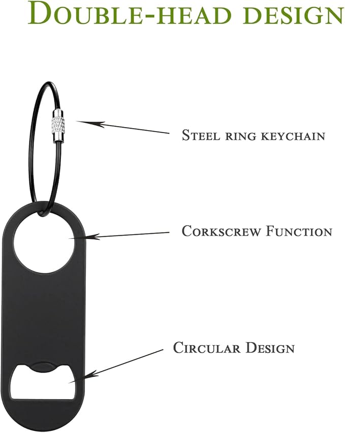 5 PACK Stainless Steel Flat Bottle Opener with Keychain- Bar Key-Beer Bottle Opener for Kitchen, Bar or Restaurant（Black） - Image 3