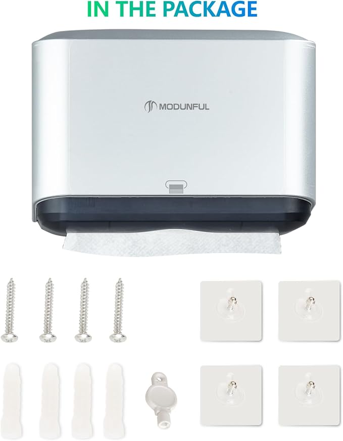 Trifold Hand Towel Dispenser for Bathroom - C Fold Paper Towel Dispenser Wall Mount with No-Hole Adhesive Installation, Compact 200 Sheets Large Capacity for Home, Apartment & RV - Image 6