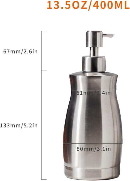 Brushed Stainless Steel Countertop Soap Dispenser Rust and Leak Resistant Hand Soap Pump with Funnel for Kitchen Countertops and Bathroom Dispensers (13.5 oz/400 ml) - Image 5