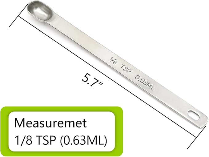 1PCS 1/8tsp (0.63ml) Single Measuring Spoon, Stainless Steel Long Handle Individual Teaspoons Only - Image 2