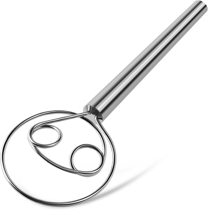 TEEVEA Danish Dough Whisk Stainless Steel for Sourdough Pizza and Bread Baking by TEEVEA