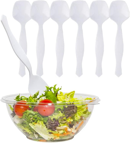 PARTY BARGAINS Disposable White Plastic Serving Spoons 8.75″ – Heavy-Duty White Plastic Spoons for Parties, Catering, Weddings, Events – 6 Count