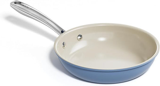 Redchef Ceramic Non Stick Egg Pans, Nonstick Frying Pan Skillet, 8 inch Cooking Pan Non Toxic with Stay Cool Handle for Induction, PTFE & PFAS & PFOA Free, Dishwasher/Oven Safe (Blue) by Redchef