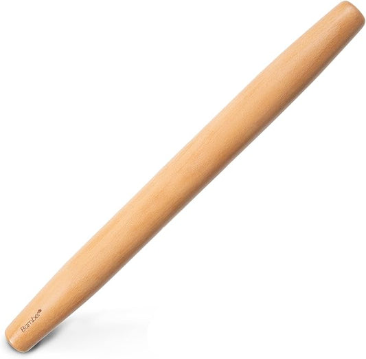 Bamber Wood French Rolling Pin for Baking Small Wooden Rolling Dowel Stick Dough Roller for Cookie Dumpling Pastry Pizza Tortilla, 13.4'' by 1.2''