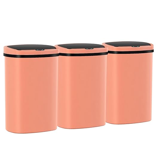 13 Gallon Trash Can,50Liter Plastic High-Capacity Automatic Kitchen Trash Can with Lid,Motion Sensor Touch Free Garbage Cans for Bathroom, Bedroom, and Kitchen (3, Pink) by Home
