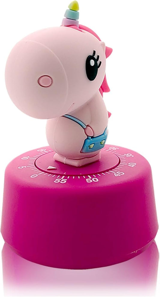 Timers, Classroom Timer for Kids, Kitchen Timer for Cooking, Desk Time Tracker, Small Mechanical Timer for Study, Workout, Shower, Baking Countdown (Pink Unicorn)