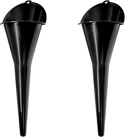 2 PCS Oil Funnel, Automotive Multi-Function Plastic Fuel Funnel with Long Neck, Universal Engine Oil Funnel for Filling Oils Gas Lubricants and Fluids, Car Accessories (2PCS-Black)
