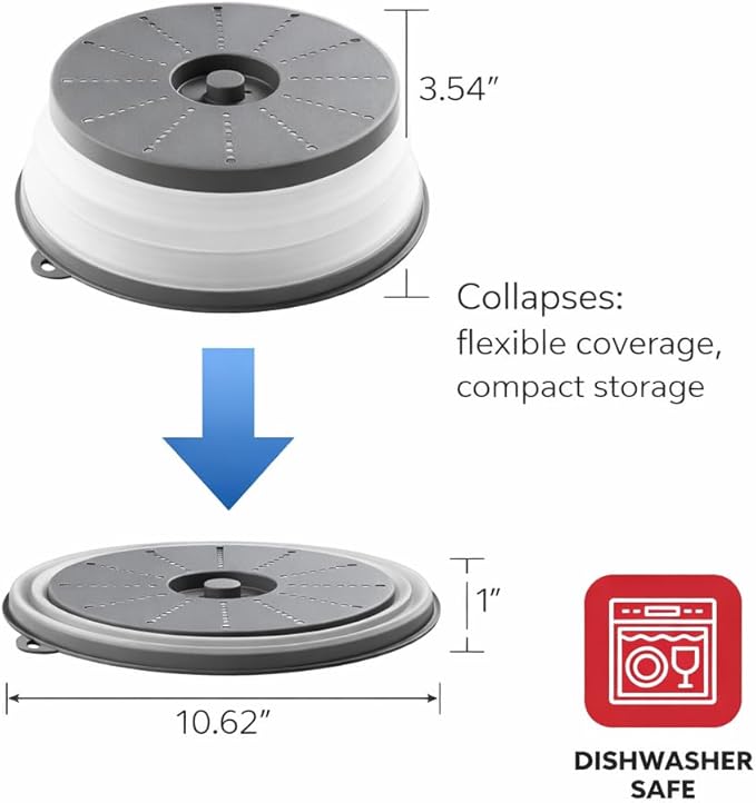 HIC Kitchen Collapsible Microwave Food Cover, BPA Free, Contains Splatter and Mess - Image 5