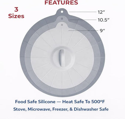 HIC Kitchen Cooking and Storage Lids, High-Heat Silicone, Set of 3 - Image 6