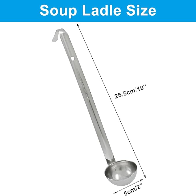 Piutouyar 3 Pcs 1 oz Soup Ladle Set, Stainless Steel Ladle with Long Hooked Handles Kitchen Cooking Serving Ladle Accessories for Cooking Soup Sauce Stews - Image 2