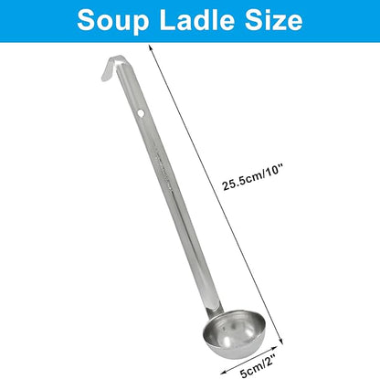 Piutouyar 3 Pcs 1 oz Soup Ladle Set, Stainless Steel Ladle with Long Hooked Handles Kitchen Cooking Serving Ladle Accessories for Cooking Soup Sauce Stews - Image 2