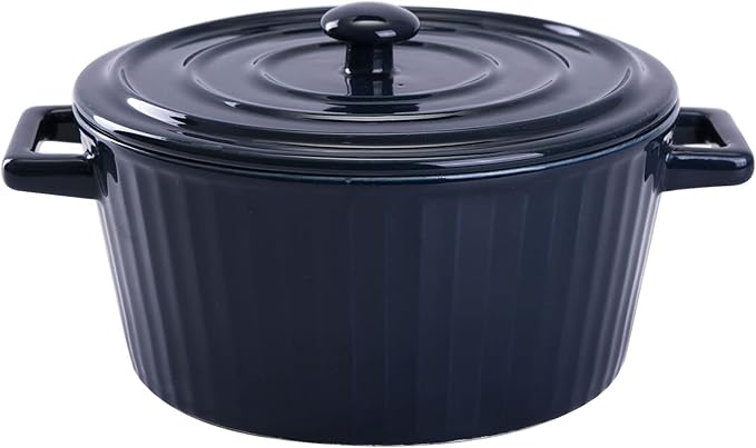 WHJY Blue Colorful Ceramic Casserole Dish with Lid，1 Quart Ceramic Casserole Pan for Bakeware Oven