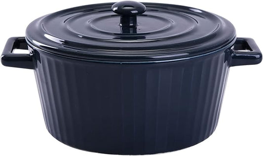 WHJY Blue Colorful Ceramic Casserole Dish with Lid，1 Quart Ceramic Casserole Pan for Bakeware Oven