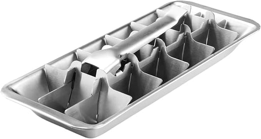 Metal Ice Cube Trays, Stainless Steel Ice Cube Trays, 18-Slot Ice Cube Tray with Easy Release Handle, Detachable Ice Trays for Bars Kitchens Dishwasher, Stainless Steel Ice Cube