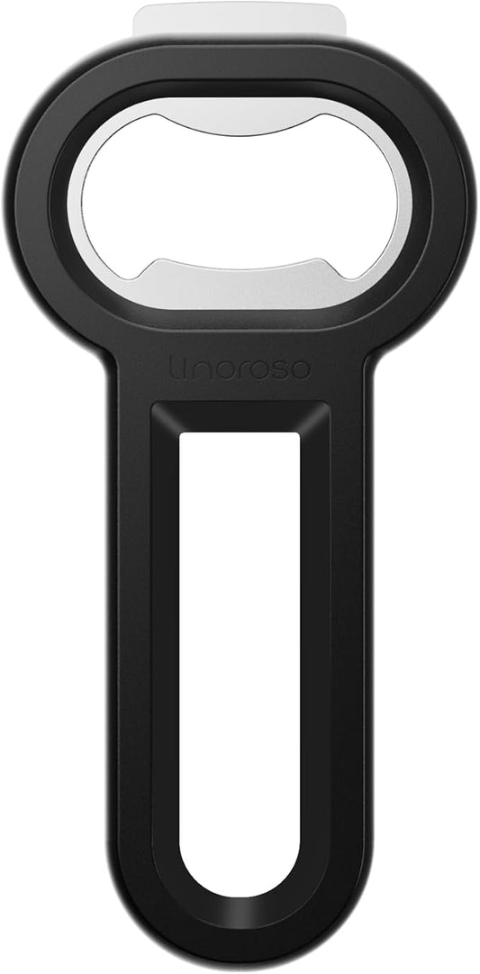 Linoroso Magnetic Bottle Opener Pop Can Opener for Refrigerator, Beer Bottle Opener and Soda Can Opener with Cap Catcher, Portable Beer Opener for Bartender, Home, Restaurant, Bar Tools, 1 Pack, Black
