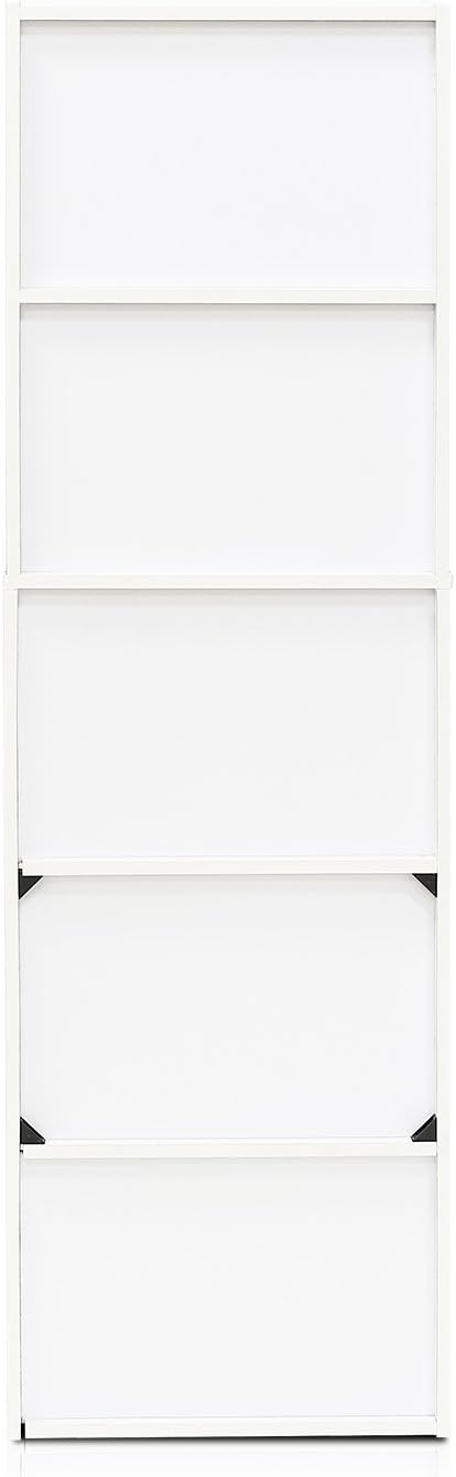 Furinno LUDER Book Shelf, 5-Tier Bookshelf, Bookcase with Open Shelves, 9.4 x 15.8 x 52, Easy Assembly, for Living Room, Bedroom, Home Office, White/Green - Image 8