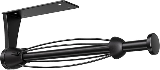 Paper Towel Holder Under Cabinet, Single Hand Operable Wall Mount with Damping Effect, Self-Adhesive or Drilled for Kitchen Bathroom, Black by FLATTERMONN