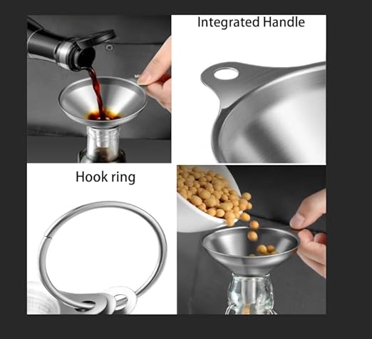 3PCS Kitchen Funnels Set,Stainless Metal Funnel for Filling Bottles - Tiny Small Medium Large for Essential Oils,Spice, Cooking,Powder,Flask，Perfume,Dry Ingredients Powde (Silver) - Image 5
