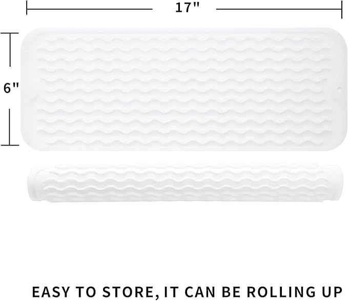 MicoYang Silicone Dish Drying Mat for Multiple Usage,Easy clean,Eco-friendly,Heat-resistant Silicone Mat for Kitchen Counter,Sink,Bar,Bottle,or Cup Translucent M 17 inches x 6 inches - Image 2